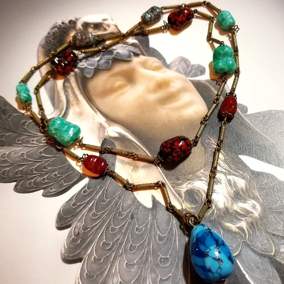 RARE Antique Venetian BORO Glass Necklace - Picture 9 of 9